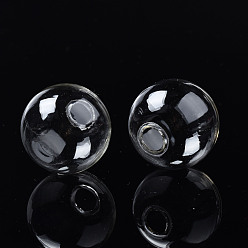 Clear Round Mechanized Blown Glass Globe Ball Bottles, for Stud Earring or Crafts, Clear, 14mm, Half Hole: 3~5mm