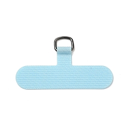 Sky Blue Cloth Mobile Phone Lanyard Patch, Phone Strap Connector Replacement Part Tether Tab for Cell Phone Safety, T- Shaped, Sky Blue, 3.45~3.5x6~6.05x0.06cm, Hole: 9x7mm