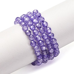 Сланцево-синий Бусы из циркония, граненые, круглые, синевато-серый, 4 мм, отверстие : 0.8 мм, около 91 шт / нитка, 14.3 дюйм (36.5 см)