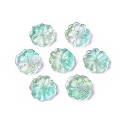 Medium Aquamarine Transparent Glass Beads, Flower, Two Tone, Medium Aquamarine, 15x4mm, Hole: 1.2mm