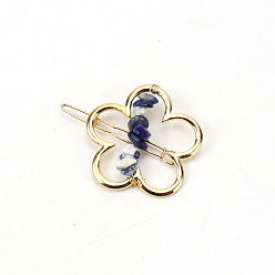 Ляпис-Лазурь Заколки для волос из сплава, лазуритом, аксессуары для волос для женщин и девочек, цветок, 65x45 мм