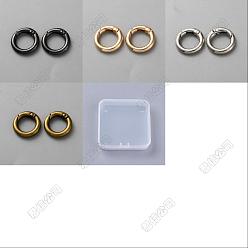 Mixed Color 24Pcs 4 Colors Alloy Spring Gate Rings, Ring, Mixed Color, 20x4mm, 6pcs/color