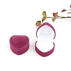 Pale Violet Red Velvet Organizer Ring Box, Portable Jewelry Storage Case, Heart, Pale Violet Red, 4.8x4.8x3.5cm