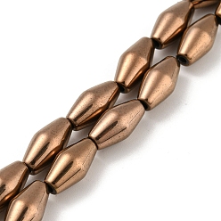 Antique Bronze Plated Electroplated Synthetic Magnetic Hematite Beads Strands, Bicone, Antique Bronze Plated, 6.2~6.5x12~12.5mm, Hole: 1.4mm, about 33pcs/strand, 16.89''(42.9cm)