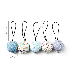 Mixed Color Cute Ball Shaped Cloth Needle Cushion, Sewing Tools, with Tether, Mixed Color, 130mm