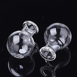 Clear Handmade Blown Glass Globe Cover, For Bottle Pendant Making, Clear, 26x18mm, Half Hole: 6mm, Bottle Capacity: 2.5ml(0.08 fl. oz)