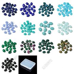 Mixed Stone 26Pcs 13 Styles Synthetic Blue Lace Agate & Black Stone & Natural White Jade & Amazonite & Unakite Cabochons, Oval, Mixed Dyed and Undyed, 8~8.5x6~6.5x2.5~3.5mm, 2pcs/style 
