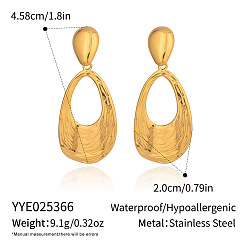 Золотой 304 Серьги-гвоздики в форме капли из нержавеющей стали, золотые, 45.8x20 мм