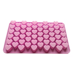 Pearl Pink Heart DIY Silicone Molds, Fondant Molds, for Ice, Chocolate, Candy, UV Resin & Epoxy Resin Craft Making, 55 Cavities, Pearl Pink, 189x110x12mm, Inner Diameter: 16mm