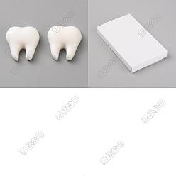 White 80Pcs Opaque Resin Cabochons, Tooth, White, 17x16x6mm
