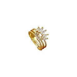 J0057 [Real Gold Plating] Кольцо с бриллиантом и геометрической инкрустацией – стиль минимализма, Европейский и американский дизайн.