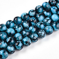 Светло-Голубой Выпечка окрашенные стеклянные бусины, круглые, Небесно-голубой, 10~10.5 мм, отверстие : 1.4 мм