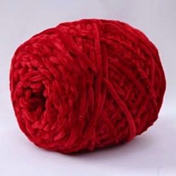 Indian Red Wool Chenille Yarn, Velvet Cotton Hand Knitting Threads, for Baby Sweater Scarf Fabric Needlework Craft, Indian Red, 5mm, 95~100g/skein