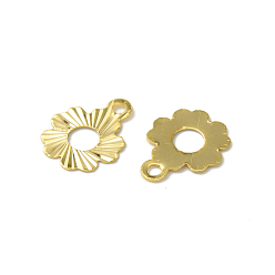 Real 24K Gold Plated Brass Charms, Cadmium Free & Lead Free, Flower Charm, Real 24K Gold Plated, 10x8x0.2mm, Hole: 1.2mm