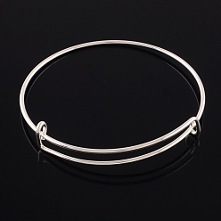 Silver Adjustable Iron Expandable Bangle Making, Silver Color Plated, 2-1/2 inch(65mm)