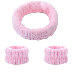 2# Pink - Velvet Spa Hairband with Gold Thread Комплект из мягкой бархатной повязки на голову и браслетов для женщин, нескользящие аксессуары для волос
