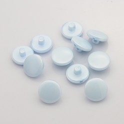 Aqua Acrylic Shank Buttons, 1-Hole, Flat Round, Aqua, 13x7mm, Hole: 1.6mm