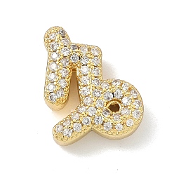 Козерог Подвески с двенадцатью созвездиями из латуни с микропаве из прозрачных кубических цирконий, без кадмия и без свинца, долговечный, стойки покрытие, реальный 18 k позолоченный, Козерог, 15x13.5x5 мм, отверстие : 3x2 мм