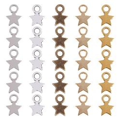 Mixed Color Tibetan Style Alloy Stamping Blank Tag Charms, Lead Free, Christmas Star, Mixed Color, 10x8x1mm, Hole: 2mm, 5 Colors, 80pcs/color, 400pcs/box