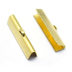 Raw(Unplated) Brass Ribbon Crimp Ends, Lead Free & Cadmium Free & Nickel Free, Raw(Unplated), 25x7mm, Hole: 1x3mm