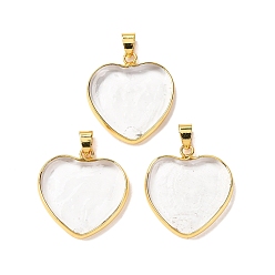 Прозрачный Подвески лэмпворк ручной работы, с латунной фурнитурой , долговечный, без свинца и без кадмия, сердце прелести, прозрачные, 28x26x4 мм, отверстие : 6.5x4 мм