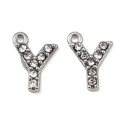 Letter Y 304 из нержавеющей стали амулеты горный хрусталь, цвет нержавеющей стали, Письмо Y, 9x7x2, отверстие : 1 мм