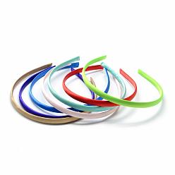 Mixed Color Plain Plastic Hair Band Findings, No Teeth, Covered with Cloth, Mixed Color, 120mm, 9.5mm