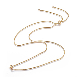Golden Adjustable 304 Stainless Steel Slider Necklaces, with Round Snake Chains, Lobster Claw Clasps and Slider Stopper Beads, Golden, 28.7 inch(73cm), 1.5mm