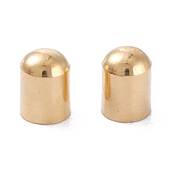 Real 24K Gold Plated Brass Cord Ends, End Caps, Long-Lasting Plated, Column, Real 24K Gold Plated, 5x4mm, Inner Diameter: 3mm