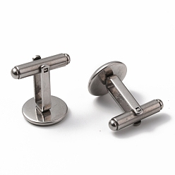 Stainless Steel Color 304 Stainless Steel Cuff Buttons, Cufflink Findings for Apparel Accessories, Stainless Steel Color, Tray: 12mm, 19x19x14mm