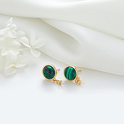H-7948 green Zhongxing retro temperament simple turquoise 925 silver needle earrings with hanging earrings can stick pearl diy earrings