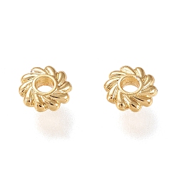 Real 18K Gold Plated Eco-Friendly Alloy Spacer Beads, Long-Lasting Plated, Cadmium Free & Nickel Free & Lead Free, Flower, Real 18K Gold Plated, 4.8x1.5mm, Hole: 1.2mm