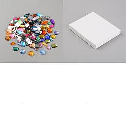 (52) Непрозрачная лаванда Акрил пришить горный хрусталь, 2 звенья с отверстиями, граненые, аксессуары для костюма, разнообразные, разноцветные, 8~12x6~11x2~3 мм, отверстие : 0.6~0.9 мм, 200 шт / пакет, 3 мешки