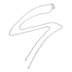 Real Platinum Plated Rhodium Plated 925 Sterling Silver Rolo Chains Necklace Making, for Name Necklaces Making, with Spring Ring Clasps & S925 Stamp, Real Platinum Plated, 18 inch(45.8cm)