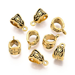 Античное Золото Поручни из цинкового сплава, петля под залог, шарф под залог бисера, без кадмия и без свинца, античное золото , 13.5x8x8.5 мм, отверстие : 2 мм, внутренний диаметр: 6 мм, Около 980 шт / 1000 г