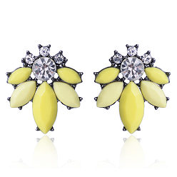 Yellow Stylish and Elegant Crystal Flower Earrings with a Personalized Touch