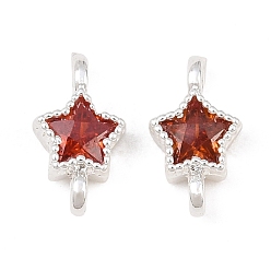 Plata Conectores de ladrillo refractario pavé de latón con circonitas cúbicas, enlaces estrella, chapado en rack, larga duración plateado, plata, 9.5x5x3 mm, agujero: 1.2 mm