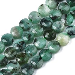 Emerald Natural Emerald Quartz Beads Strands, Faceted, Flat Round, 4x2.5mm, Hole: 0.6mm, about 102pcs/strand, 15.35 inch(39cm)