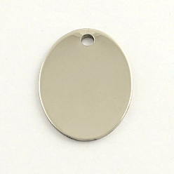 Stainless Steel Color 201 Stainless Steel Pendants, Oval Stamping Blank Tag, Stainless Steel Color, 24x17x1mm, Hole: 3mm