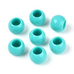 Средний Бирюзовый Непрозрачные акриловые бусины, круглые, средне бирюзовый, 12x9.8 мм, отверстие : 6.5 мм, Около 850 шт / 500 г