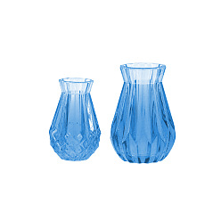 Dodger Blue Mini Plastic Vase, Micro Landscape Kitchen Dollhouse Accessories, Pretending Prop Decorations, Dodger Blue, 16~21x25~30mm, 2pcs/set