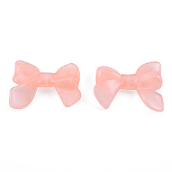 Легкий Лосось Прозрачные светящиеся акриловые бусины, с блеском порошок, светится в темноте, бантом, светлый померанцевый, 24x32x8 мм, отверстие : 2 мм, Около 238 шт / 500 г