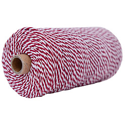 Dark Red 100M Bicolor Round Cotton Cord, for Gift Wrapping, DIY Craft, Dark Red, 3mm, about 109.36 Yards(100m)/Roll