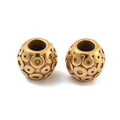 Золотой Ионное покрытие (ip) 304 европейские бусины из нержавеющей стали, бусины с большим отверстием, рондель, золотые, 11x10 мм, отверстие : 5 мм