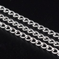 Silver Iron Twisted Chains Curb Chains, Unwelded, Silver Color Plated, with Spool, Link: 3x5mm, 0.8mm thick, about 328.08 Feet(100m)/roll