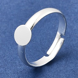 Серебро Регулируемые основы для колец с платформой, без свинца и без кадмия, долговечный, серебряные, лоток : 6 мм, размер США 6 1/2 (16.9 мм)