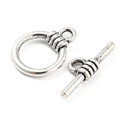 Antique Silver Tibetan Style Alloy Toggle Clasps, Cadmium Free & Lead Free, Ring, Antique Silver, Ring: 17x13x3.5mm, Bar: 19x7x3.5mm, Hole: 2mm, about 662pcs/1000g