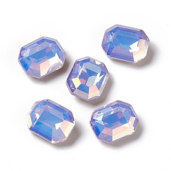 Cyclamen Opal Light AB Style K9 Glass Rhinestone Cabochons, Pointed Back & Back Plated, Octagon Rectangle, Cyclamen Opal, 10x8x4mm