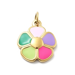 Разноцветный 304 нержавеющей стальной эмали подвески, с целью перехода в кольце, , ионное покрытие (ip), реальный 14 k позолоченный, красочный, 19x16x3 мм, отверстие : 4 мм