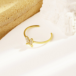 Настоящее золото 18K Нержавеющая сталь со стразами регулируемые открытые манжеты для женщин, уха кролика, реальный 18 k позолоченный